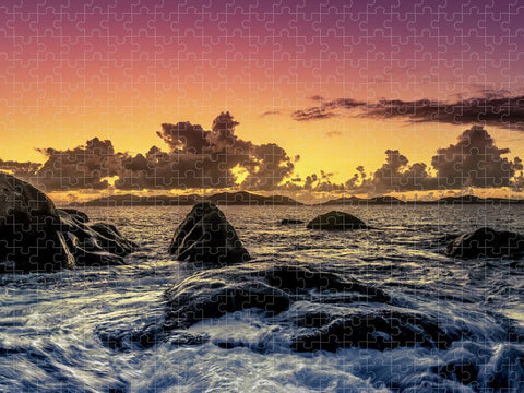 Beach Sunset - Rocky Water - Puzzle
