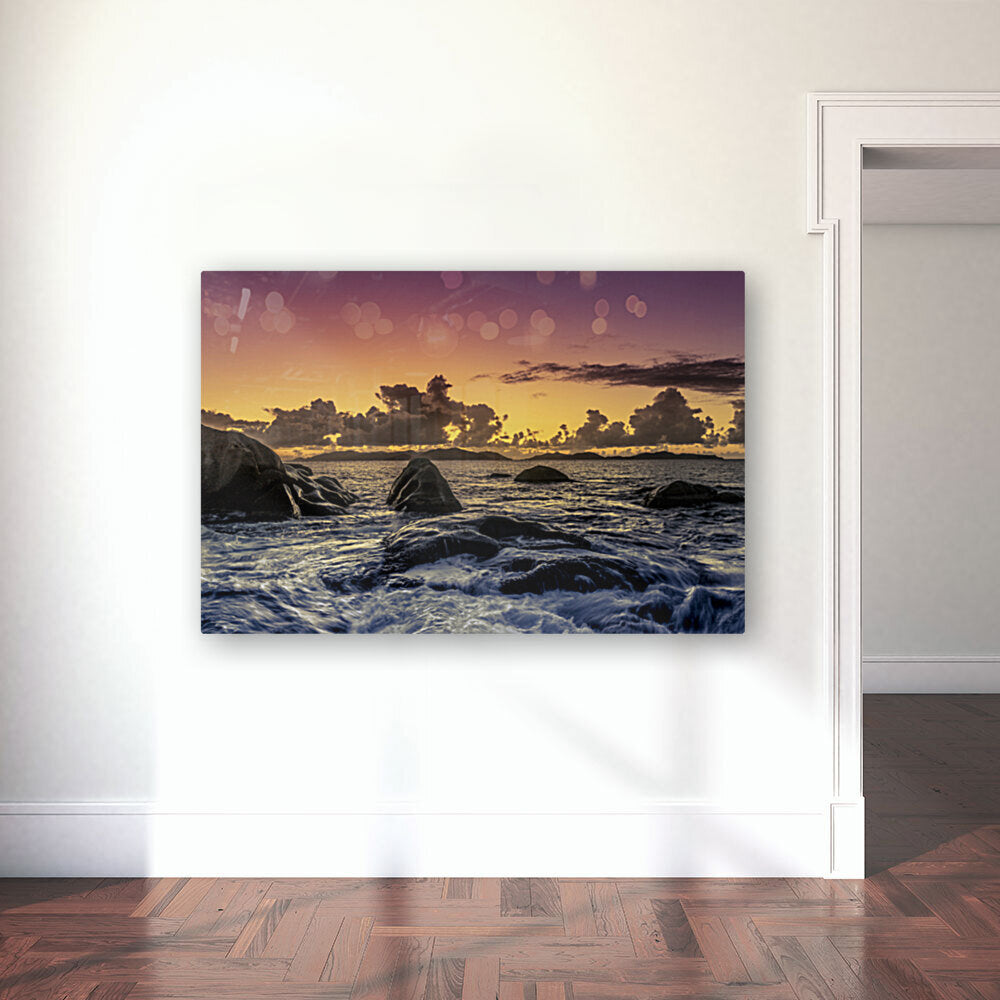 Beach Sunset - Rocky Water