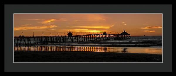 San Diego Pier - Panoramic Sunset - Framed Print