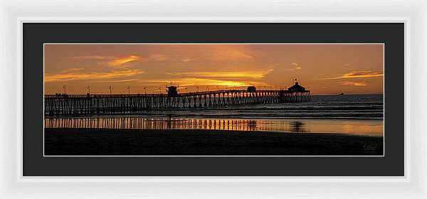 San Diego Pier - Panoramic Sunset - Framed Print