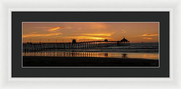 San Diego Pier - Panoramic Sunset - Framed Print