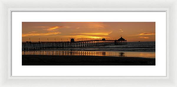 San Diego Pier - Panoramic Sunset - Framed Print
