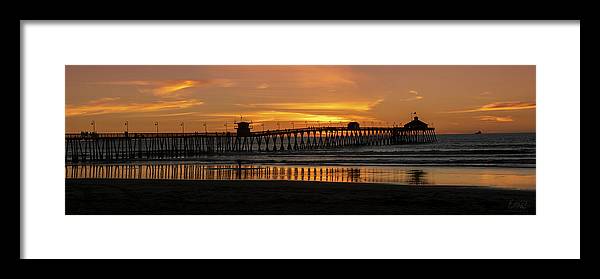 San Diego Pier - Panoramic Sunset - Framed Print