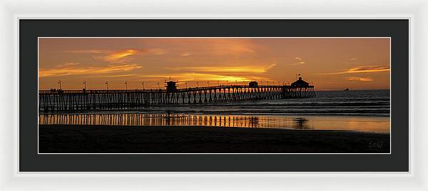 San Diego Pier - Panoramic Sunset - Framed Print