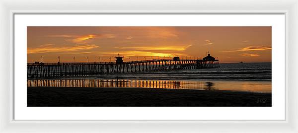 San Diego Pier - Panoramic Sunset - Framed Print