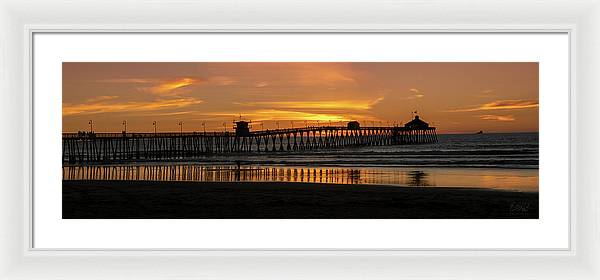 San Diego Pier - Panoramic Sunset - Framed Print