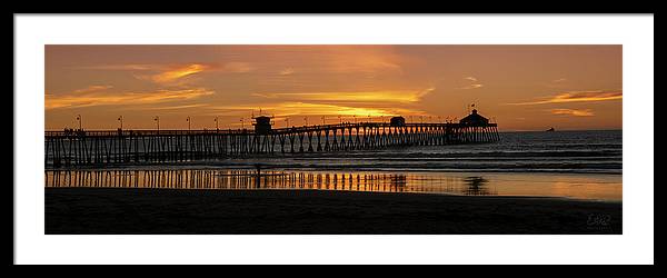 San Diego Pier - Panoramic Sunset - Framed Print