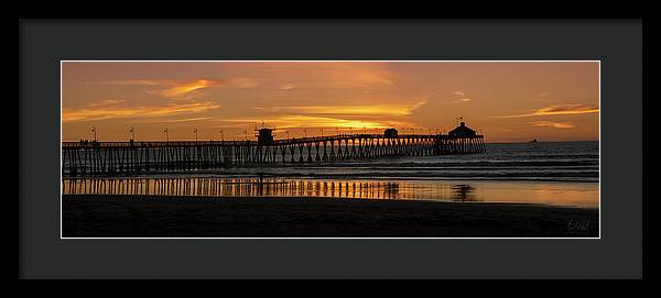 San Diego Pier - Panoramic Sunset - Framed Print