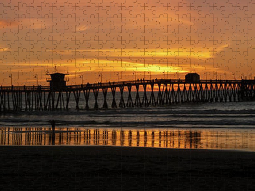 San Diego Pier - Panoramic Sunset - Puzzle