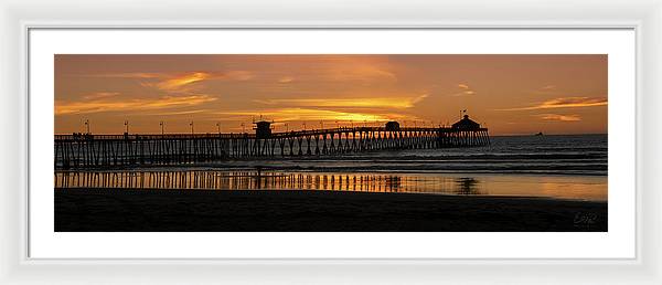San Diego Pier - Panoramic Sunset - Framed Print