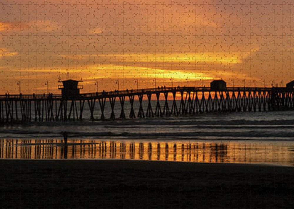 San Diego Pier - Panoramic Sunset - Puzzle