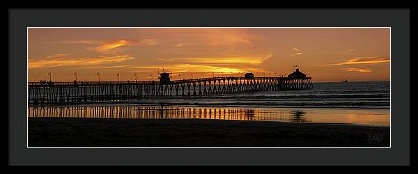 San Diego Pier - Panoramic Sunset - Framed Print