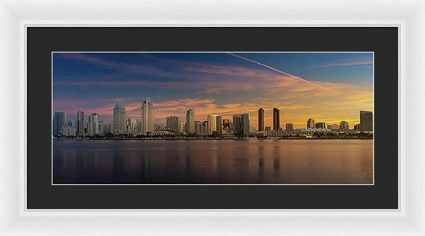 San Diego Skyline - Twilight - Framed Print