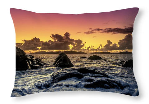 Beach Sunset - Rocky Water - Throw Pillow