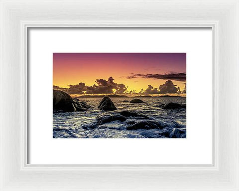 Beach Sunset - Rocky Water - Framed Print