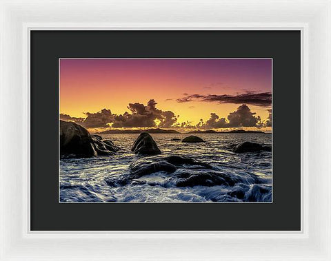 Beach Sunset - Rocky Water - Framed Print