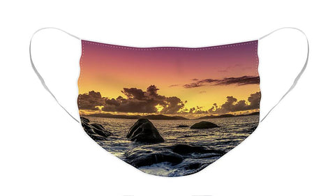Beach Sunset - Rocky Water - Face Mask