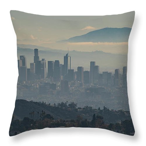 Hazy LA Skyline - Throw Pillow
