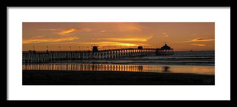 San Diego Pier - Panoramic Sunset - Framed Print