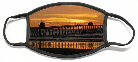 San Diego Pier - Panoramic Sunset - Face Mask
