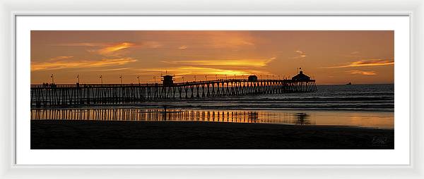 San Diego Pier - Panoramic Sunset - Framed Print