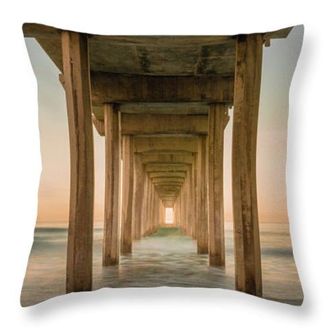 San Diego Pier - Tunnel View Golden Hour - Throw Pillow