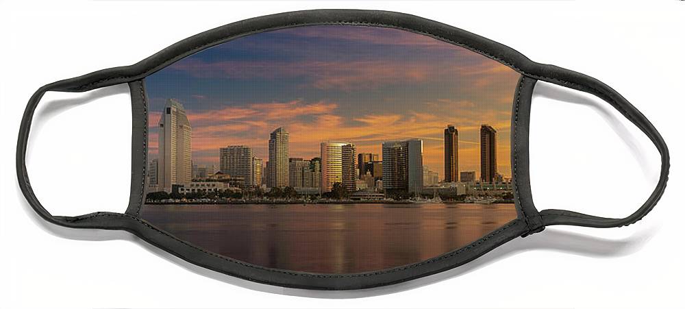 San Diego Skyline - Twilight - Face Mask