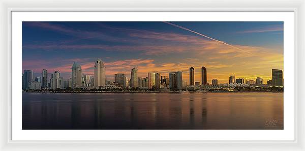 San Diego Skyline - Twilight - Framed Print
