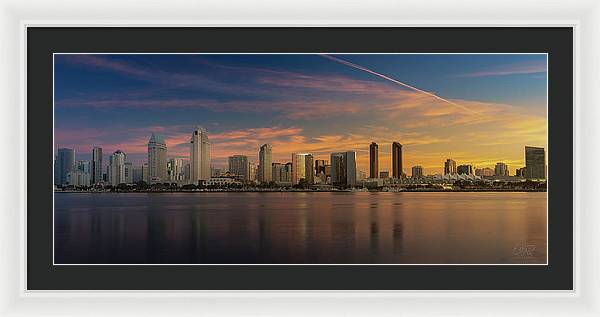 San Diego Skyline - Twilight - Framed Print