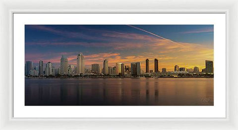 San Diego Skyline - Twilight - Framed Print