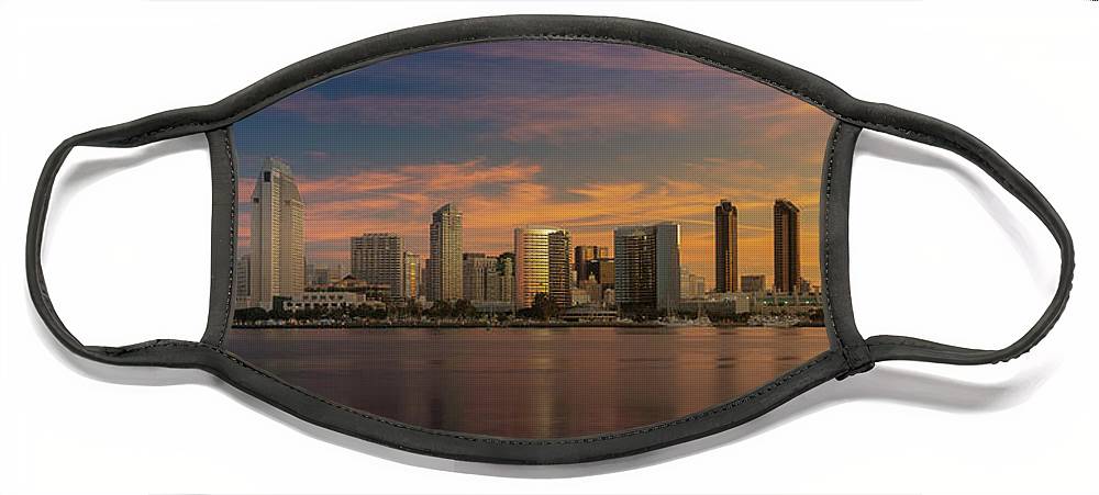 San Diego Skyline - Twilight - Face Mask